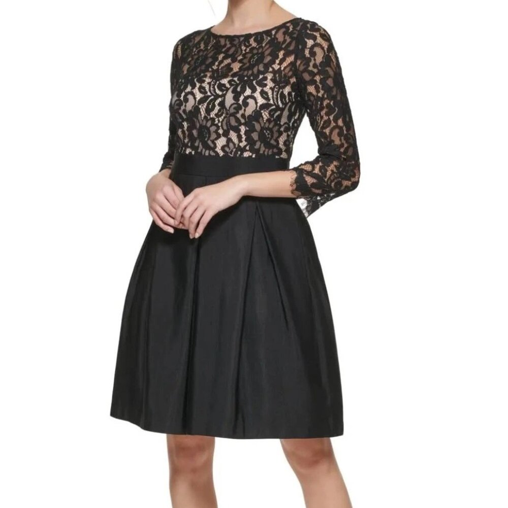 Eliza J Womens 3/4 Sleeve Boat Neck Knee Length Dress. Sz: 6
